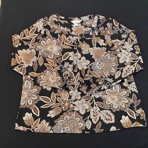 Christopher & Banks Black and Cream Floral Blouse